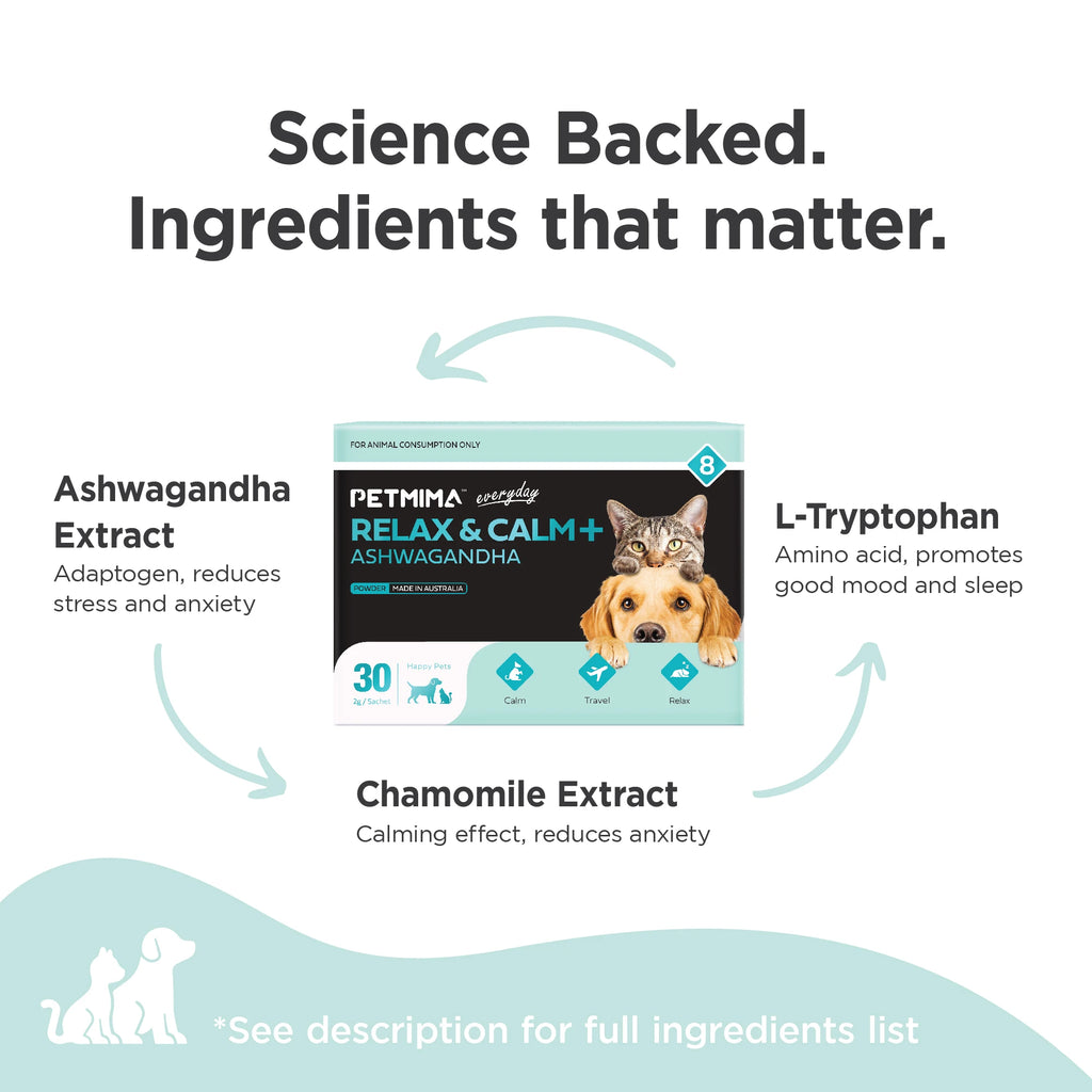 Calming Supplement Powder for Dogs and Cats - 30 x 2g Sachets (made in Australia)