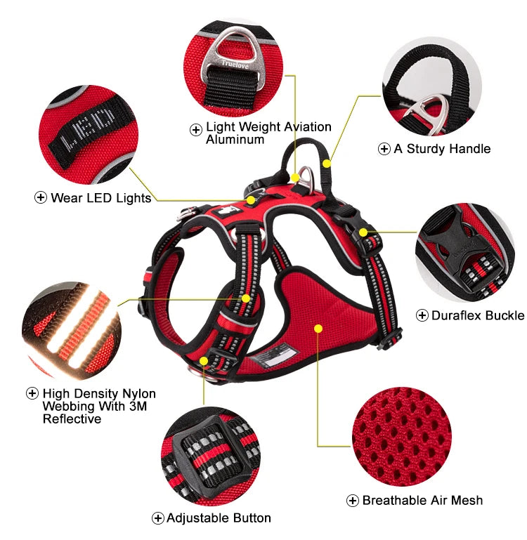 Dog Harness with Breathable Mesh Padding and reflective trim - Adjustable Lightweight Fit, Purple, size S