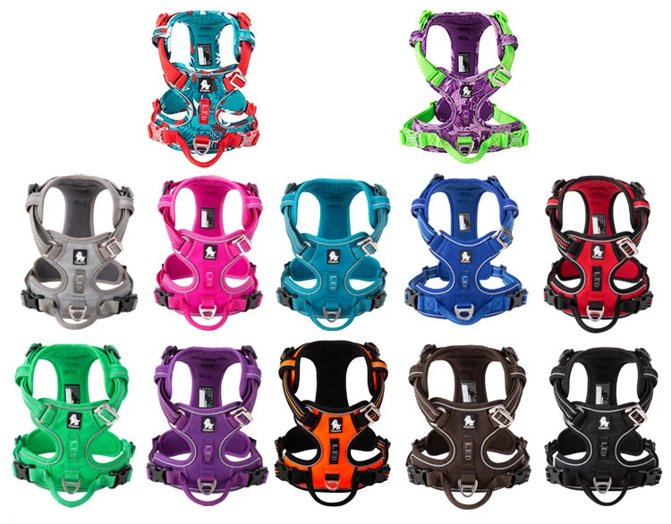 Dog Harness with Breathable Mesh Padding and reflective trim - Adjustable Lightweight Fit, Fuchsia, size XL
