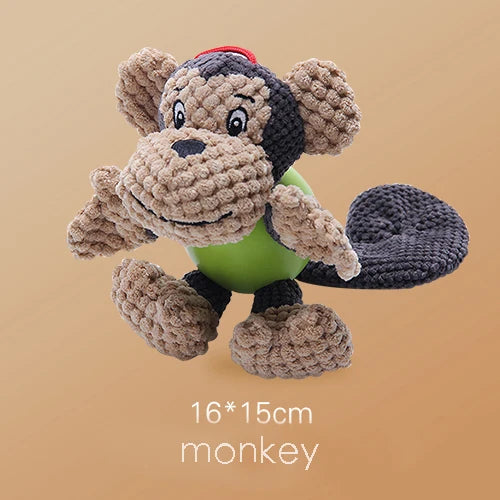 Squeaky Plush Dog Chew and Fetch Toy - Corduroy and Rubber - Hippo