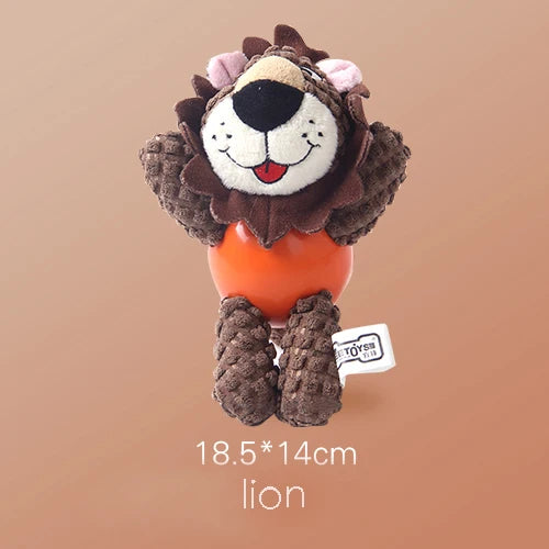 Squeaky Plush Dog Chew and Fetch Toy - Corduroy and Rubber - Cow