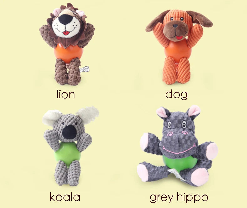 Squeaky Plush Dog Chew and Fetch Toy - Corduroy and Rubber - Cow