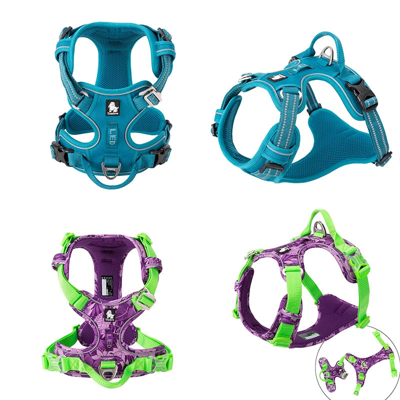 Dog Harness with Breathable Mesh Padding and reflective trim - Adjustable Lightweight Fit, Fuchsia, size M