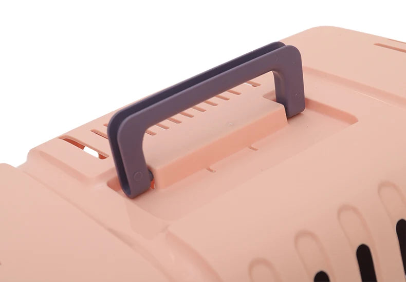 Portable Pet Travel Carrier. Lightweight Hard Plastic Crate for Small Cats and Dogs Sliding Door (45.5x31.5x30.5cm)