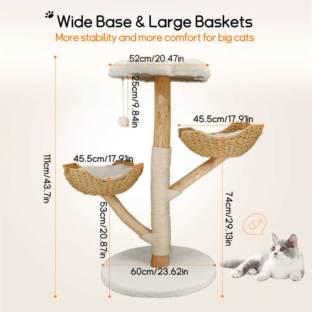 Cat Tree with Sisal Scratching Post and Removable Washable Mats