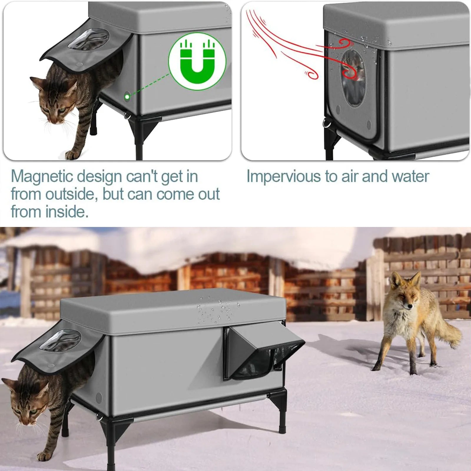 Lightweight Foldable Waterproof Cat Shelter with Insulated Warming Function - Small 43x33x30cm