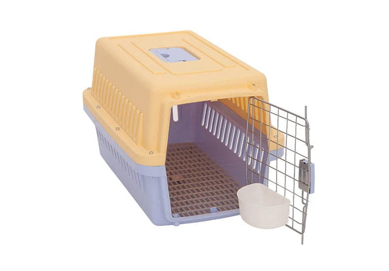 Portable Pet Travel Carrier. Lightweight Hard Plastic Crate for Small Cats and Dogs Sliding Door (45.5x31.5x30.5cm)