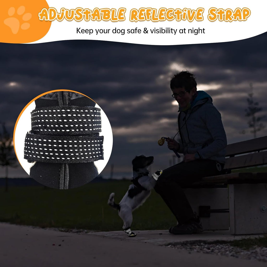 Waterproof Dog Boots with Non Slip Sole for Medium to Large Dogs, Gray, Size 8 (see sizing chart)