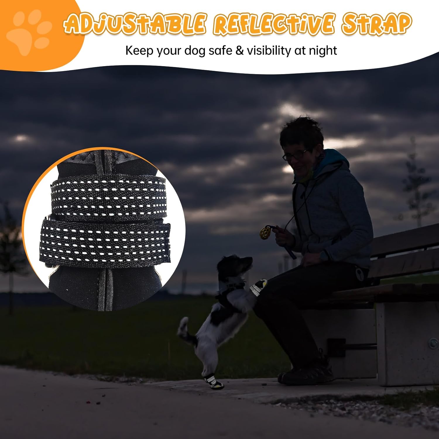 Waterproof Dog Boots with Non Slip Sole for Medium to Large Dogs, Gray, Size 7 (see sizing chart)