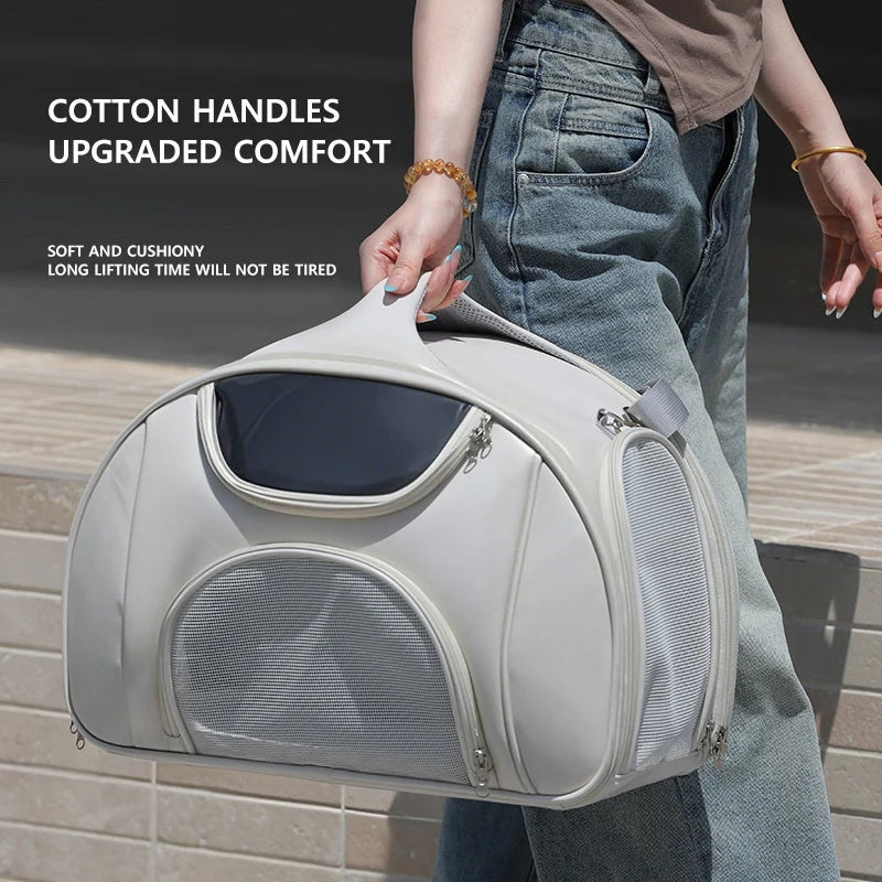 Soft Sided Expandable Pet Carrier Backpack with Ventilated Panels and trolley