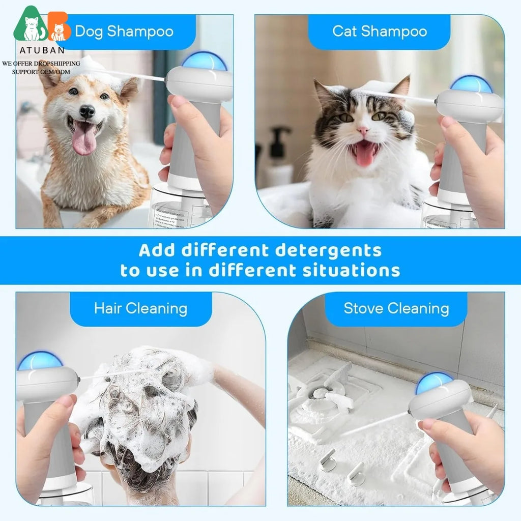 ATUBAN Dog Shampoo Dispenser, UFO Dog Shampoo Sprayer Electric Foaming Shampoo Dispenser for Dogs and Cats Washing, for Bathtub