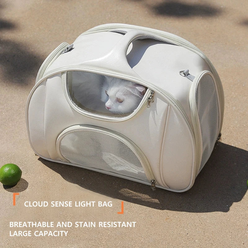 Soft Sided Expandable Pet Carrier Backpack with Ventilated Panels and trolley