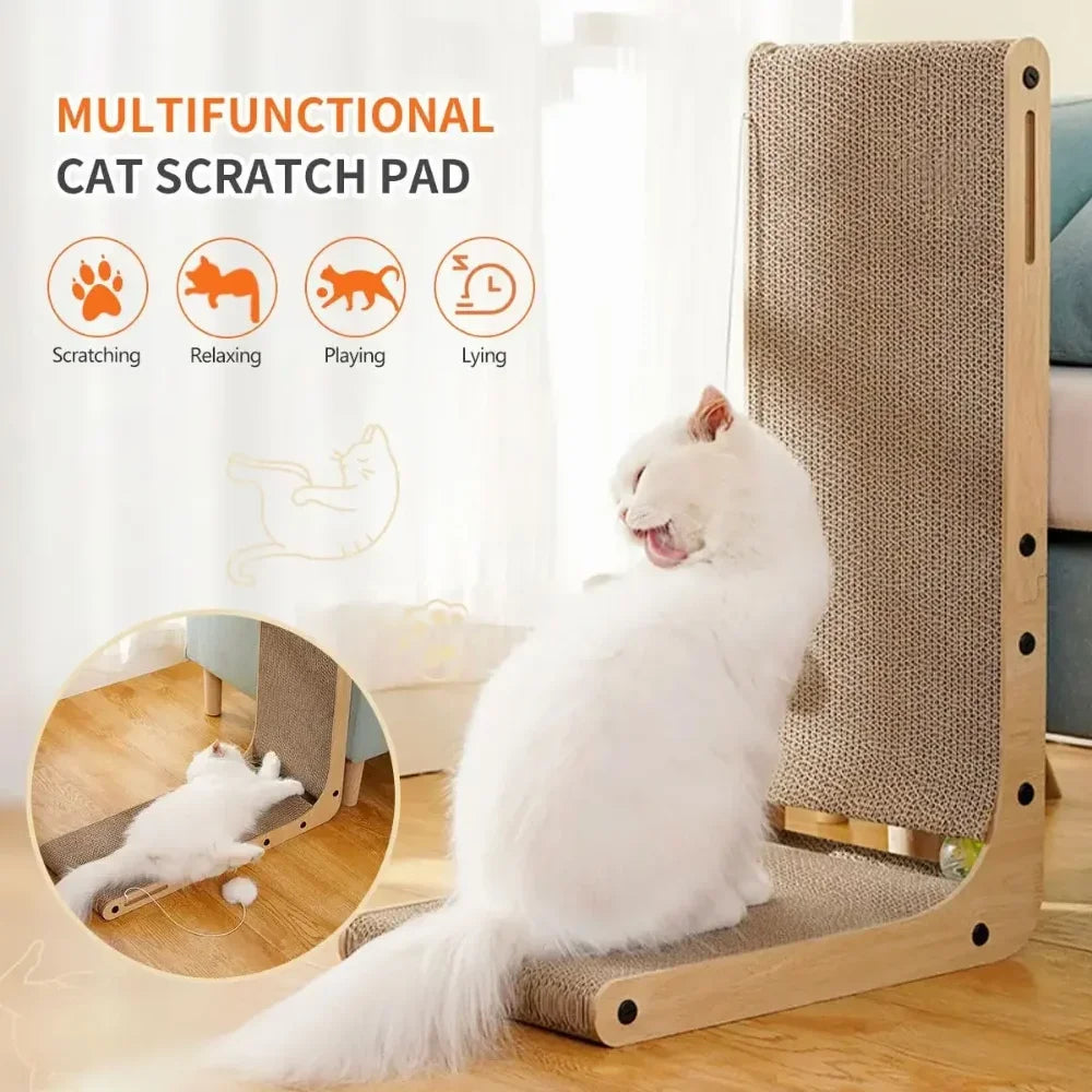 L-Shaped Cat Scratcher Board with Furniture Protection Design - Large