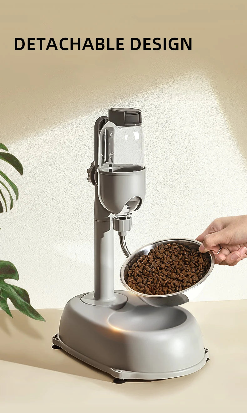 Gravity Fed Pet Water Dispenser with Hanging Bowl 500mL For Dogs and Cats (Grey)