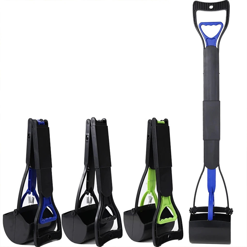 Foldable Dog Poop Scooper Long Handle Heavy Duty Jaw Clamp, Non Stick, Easy Clean