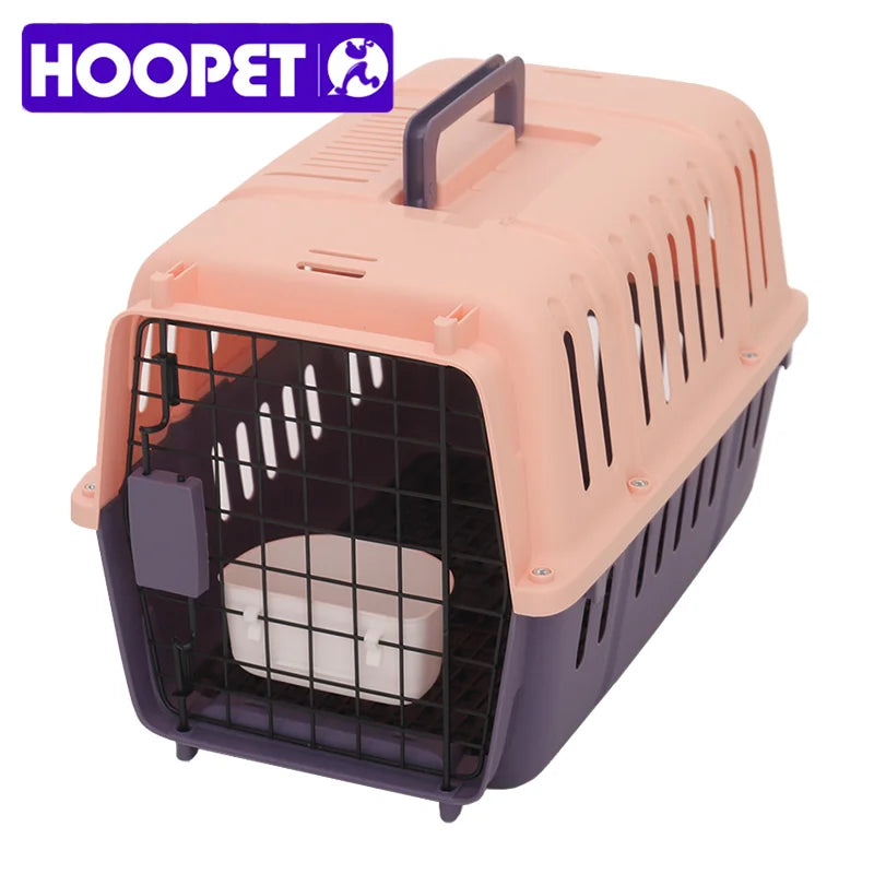 Portable Pet Travel Carrier Lightweight Hard Plastic Crate for Small Cats and Dogs with Sliding Door. (50x34.5x34cm)