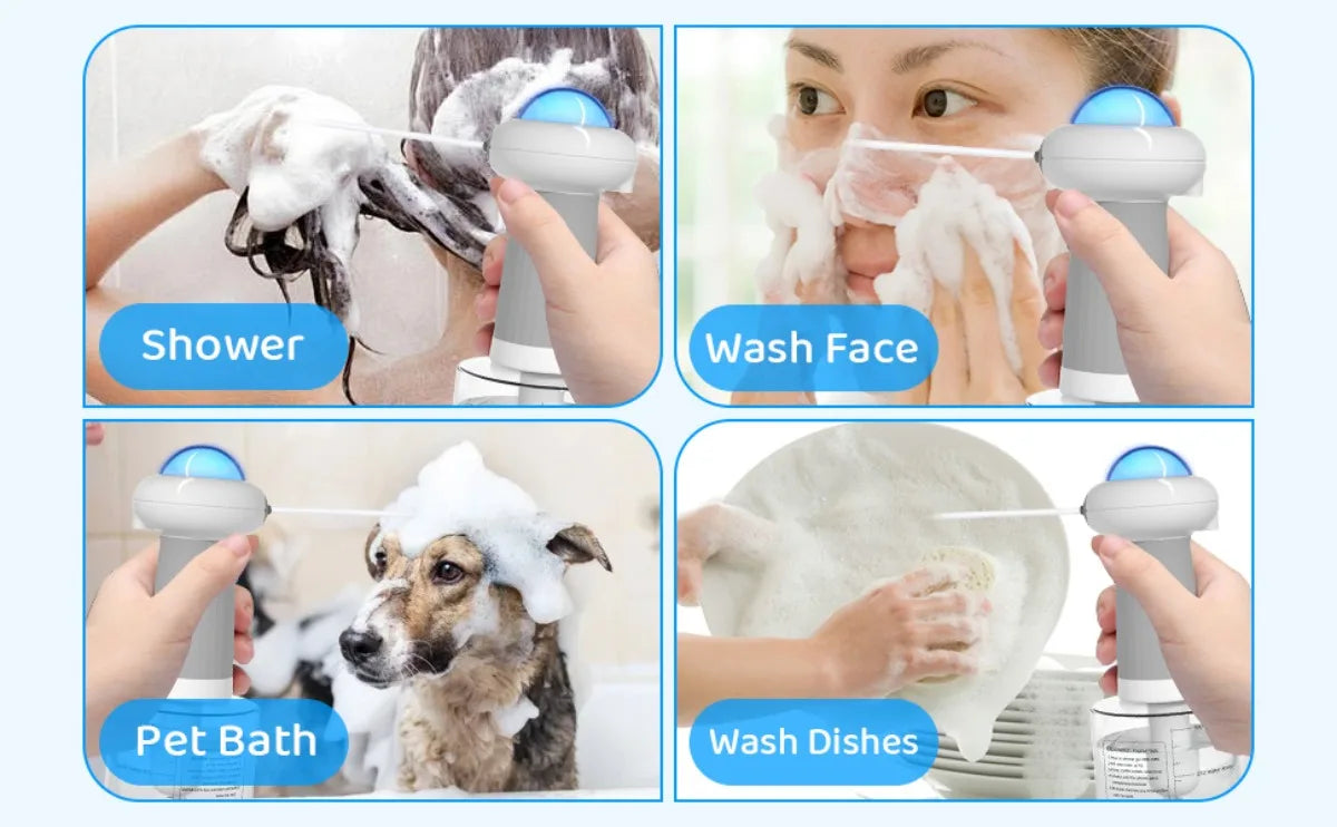 ATUBAN Dog Shampoo Dispenser, UFO Dog Shampoo Sprayer Electric Foaming Shampoo Dispenser for Dogs and Cats Washing, for Bathtub