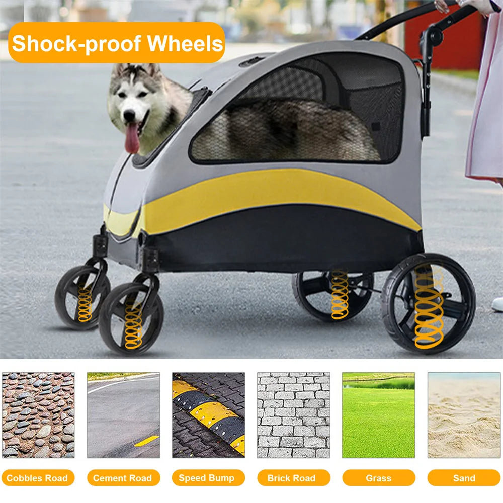 Premium Heavy Duty Pet Stroller with 4 Wheels and Brake - Foldable (Small)