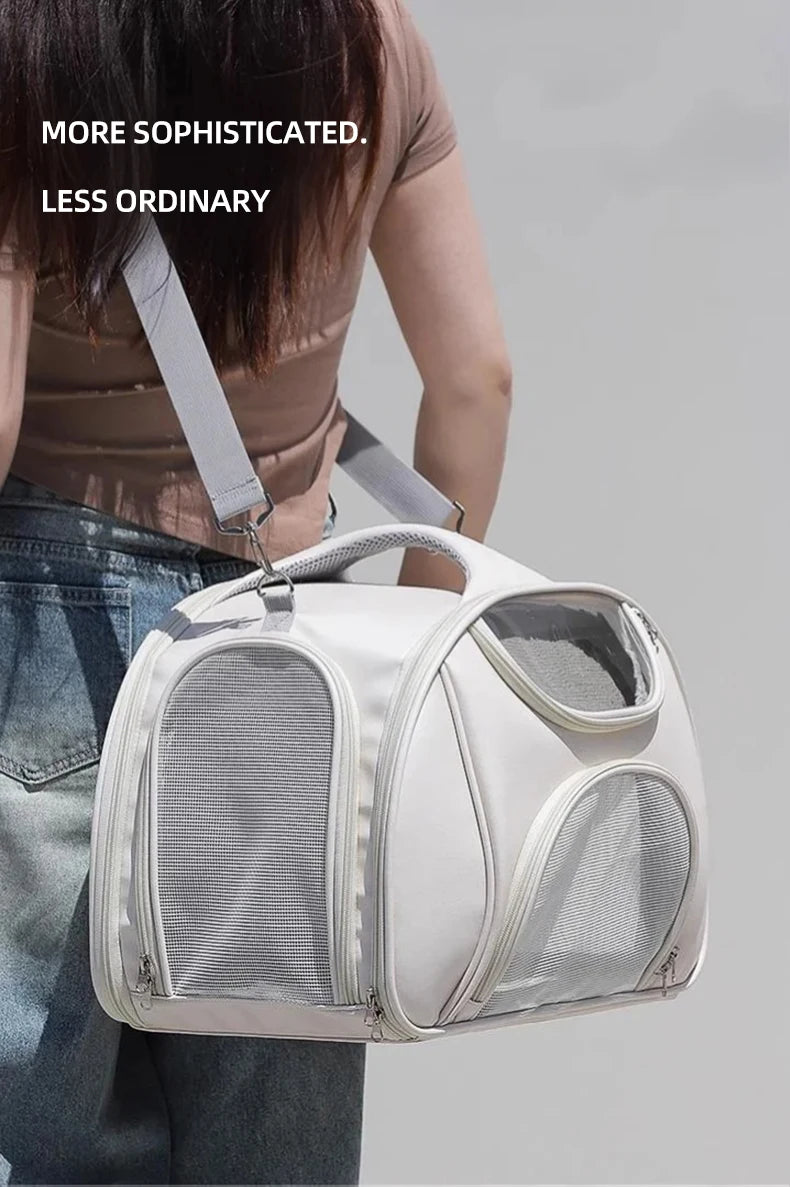 Soft Sided Expandable Pet Carrier Backpack with Ventilated Panels