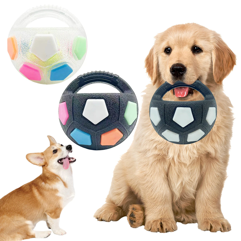 Interactive Squeaky Dog Ball with Handle for Outdoor Play - Medium Large Breeds (White)