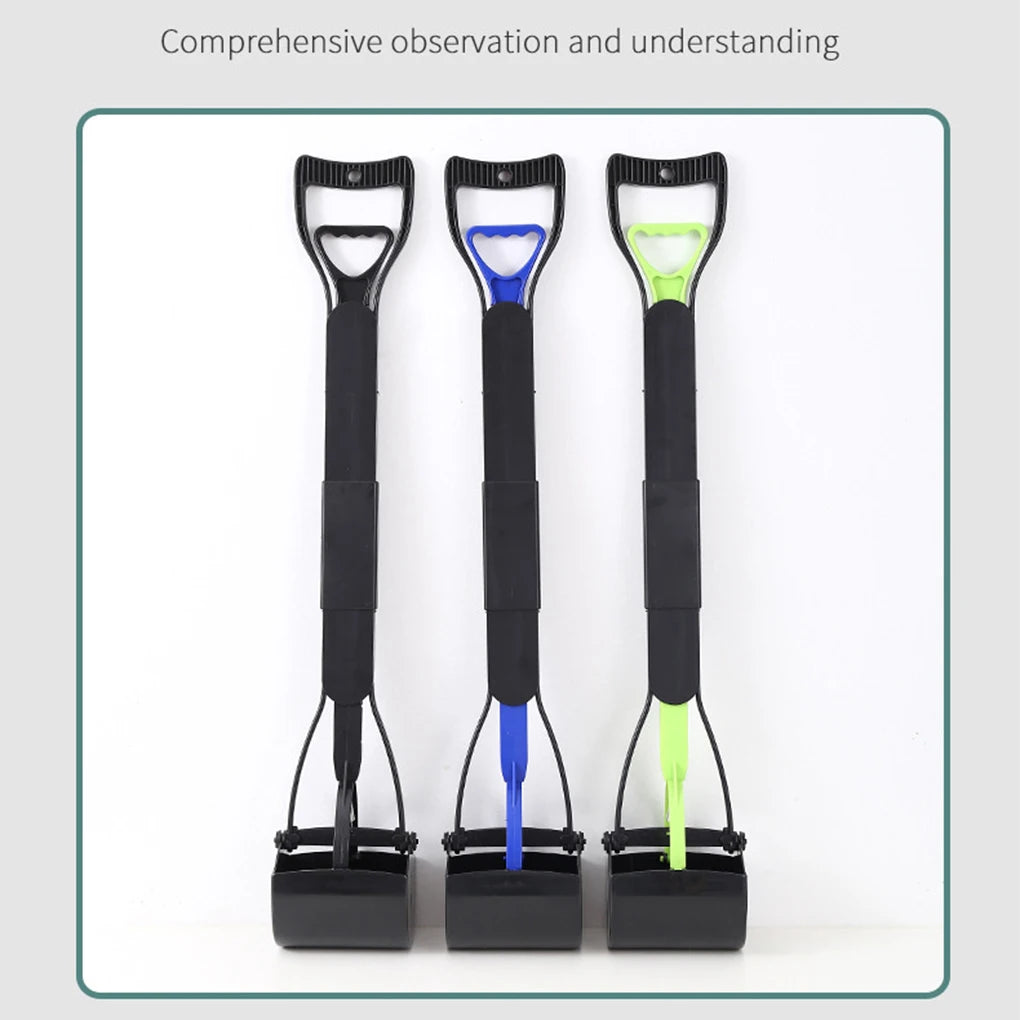 Foldable Dog Poop Scooper Long Handle Heavy Duty Jaw Clamp, Non Stick, Easy Clean