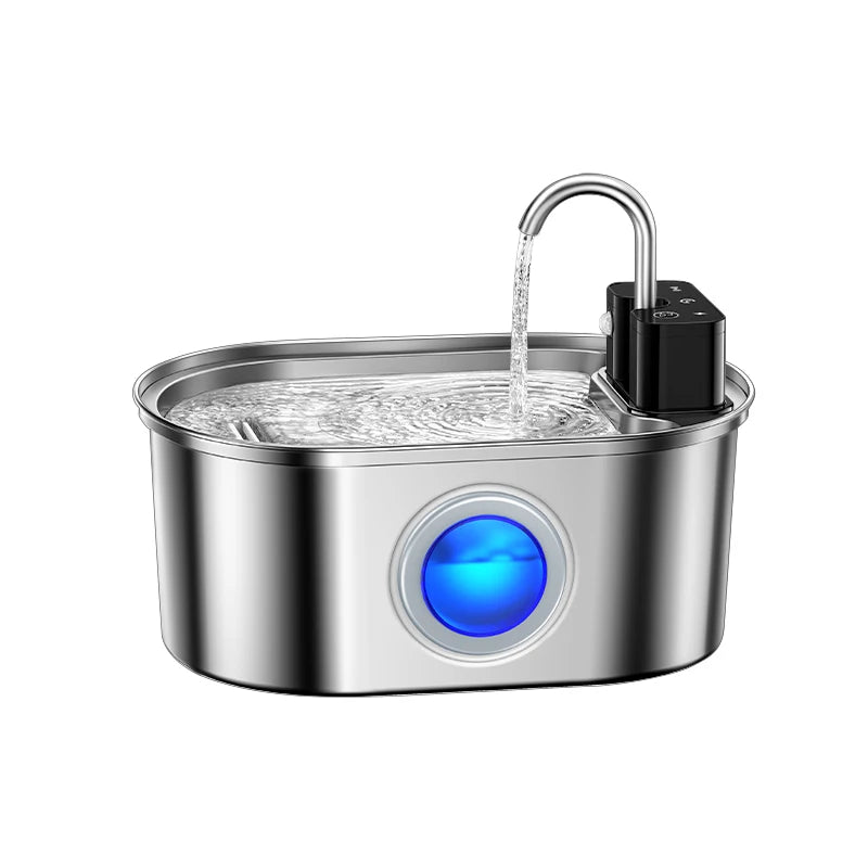 Stainless Steel Pet Water Fountain Cordless Rechargeable 3.2L with Smart Sensor Pump