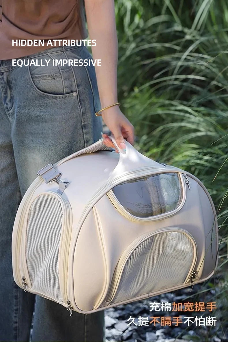 Soft Sided Expandable Pet Carrier Backpack with Ventilated Panels