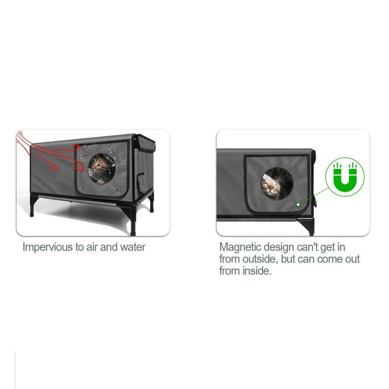 Lightweight Foldable Waterproof Cat Shelter with Insulated Warming Function - Large 65 x 42 x 30cm