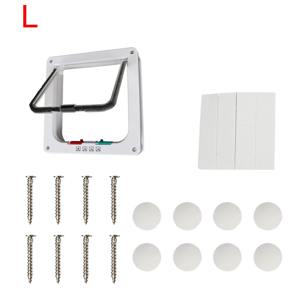 ABS Plastic Pet Door Flap with 4 Way Lock Weatherproof Seal for Cats and Small Dogs (M: 19*19.7*5.3cm)
