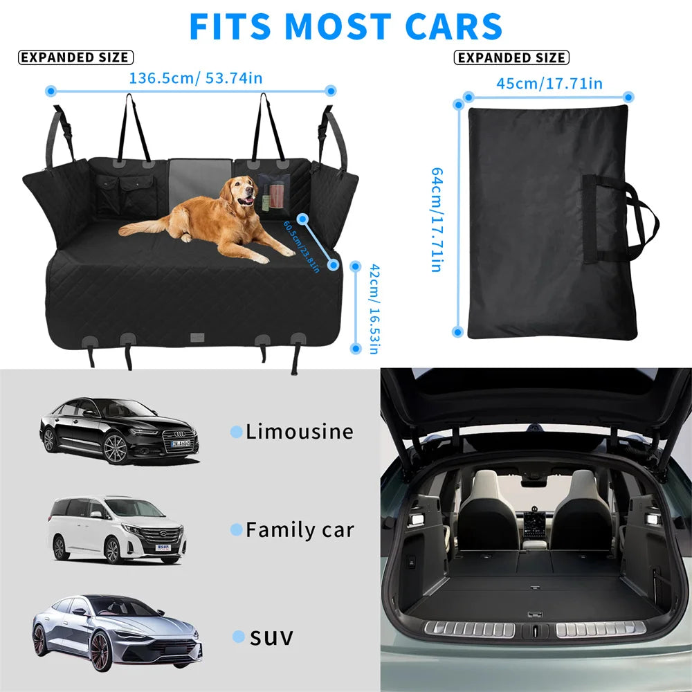 Waterproof Dog Back Seat Hammock Cover with Side Flaps and Storage Pocket (max 100kg)