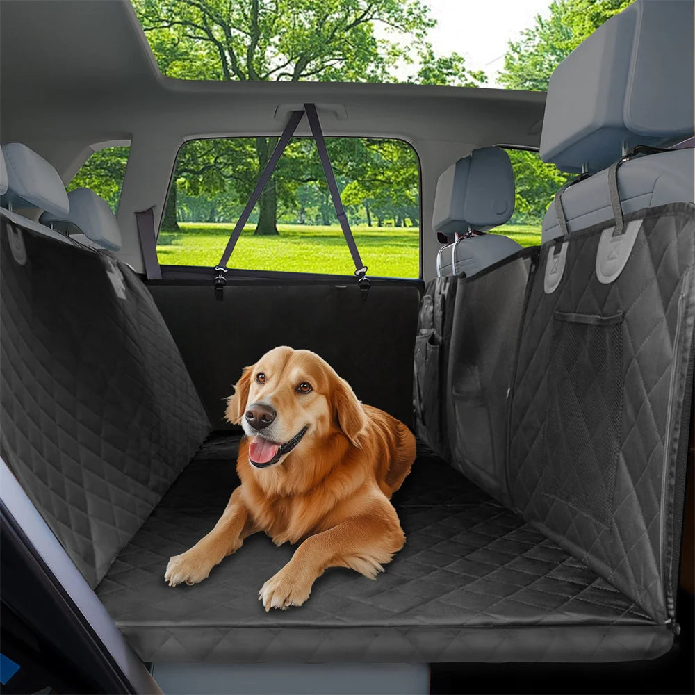 Waterproof Dog Back Seat Hammock Cover with Side Flaps and Storage Pocket (max 100kg)