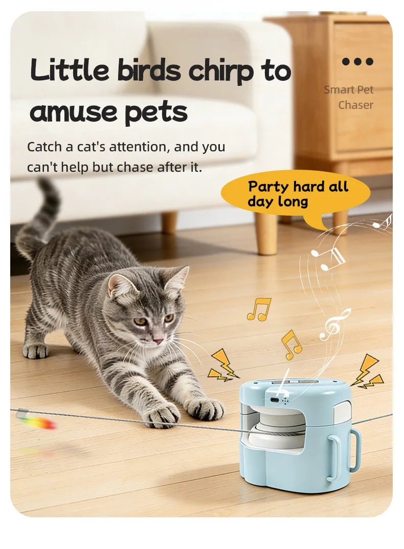 Interactive Indoor Cat Chase Toy with Remote and Adjustable Speed, Rechargeable