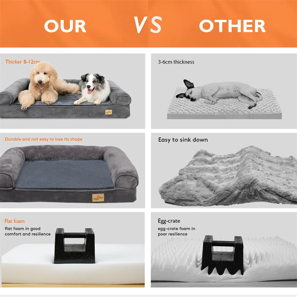 Orthopedic Memory Foam Dog Bed Sofa with Removable Waterproof Cover - 2XL 120x90x20 cm