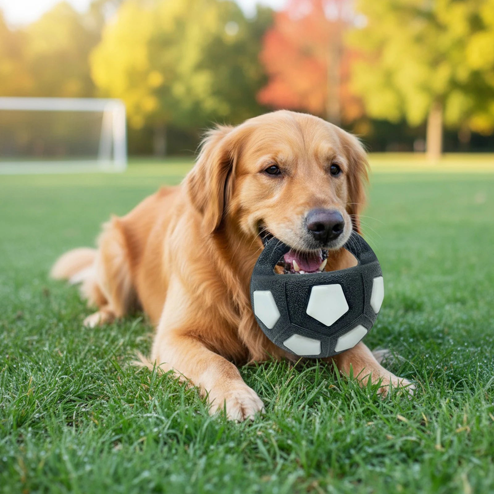 Interactive Squeaky Dog Ball with Handle for Outdoor Play - Medium Large Breeds (White)