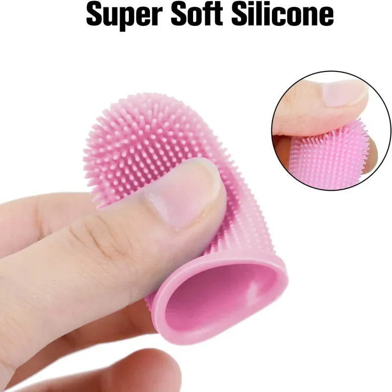 Soft Silicone Finger Toothbrush for Dogs and Cats 360 Degree Cleaning with Case