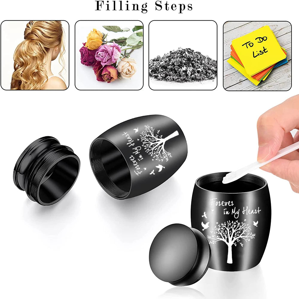 Mini Memorial Urn Tree of Life Aluminium Alloy Lightweight Keepsake Holder - Silver