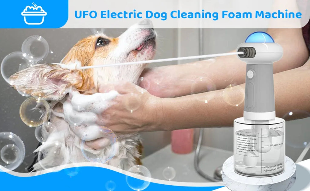 ATUBAN Dog Shampoo Dispenser, UFO Dog Shampoo Sprayer Electric Foaming Shampoo Dispenser for Dogs and Cats Washing, for Bathtub