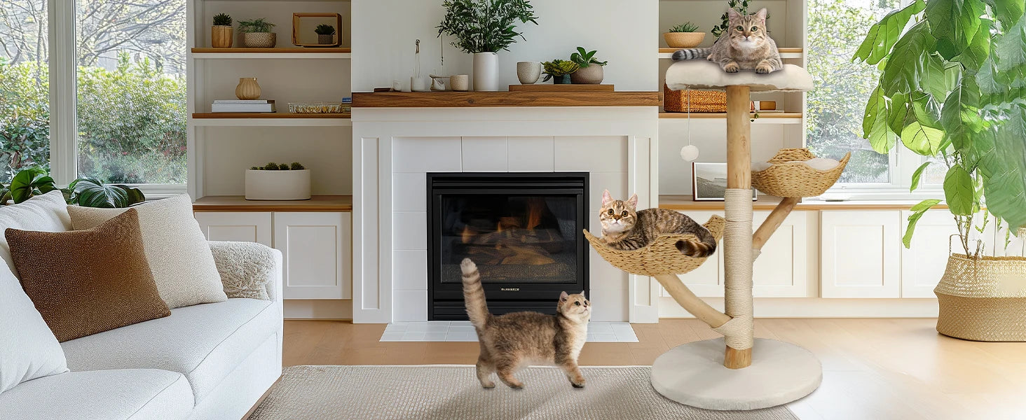 Cat Tree with Sisal Scratching Post and Removable Washable Mats