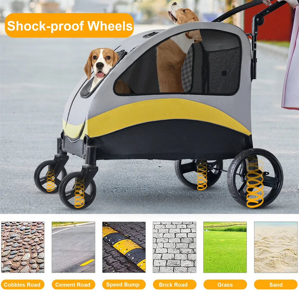 Premium Heavy Duty Pet Stroller with 4 Wheels and Brake - Foldable (Small)