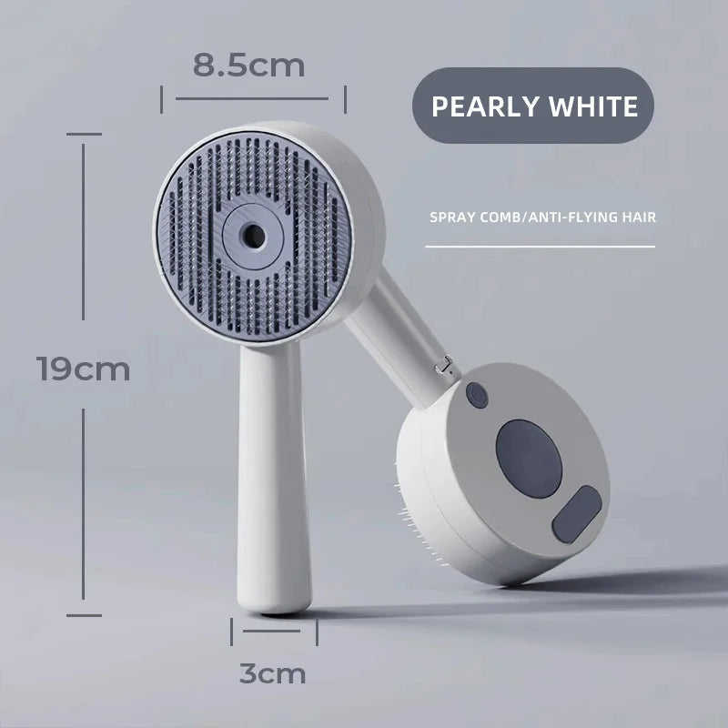 2 in 1 Spray Slicker Brush for Cats with Anti Static Mist and Deshedding Function - White