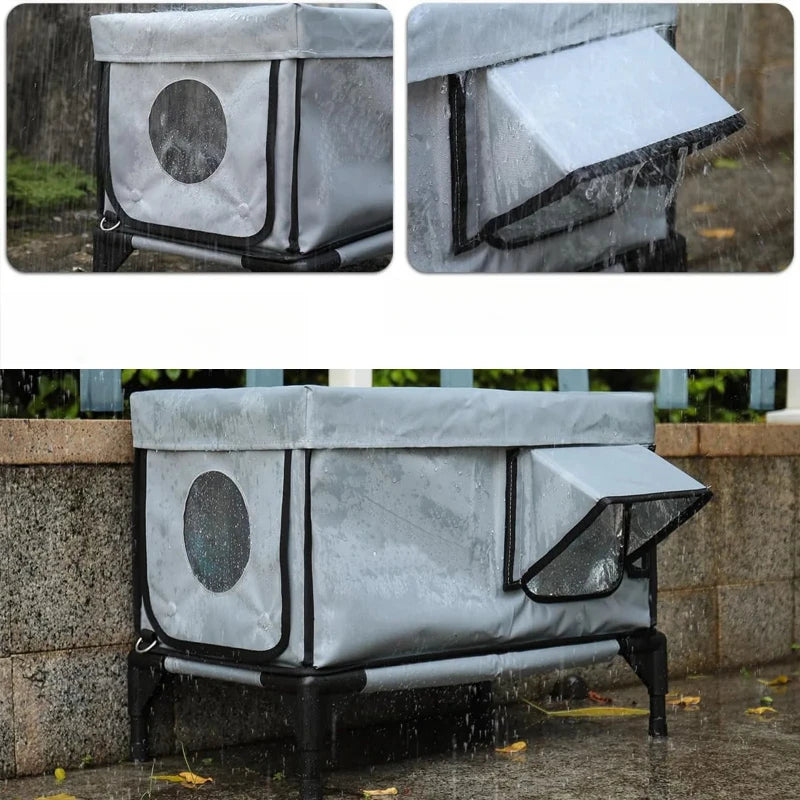 Lightweight Foldable Waterproof Cat Shelter with Insulated Warming Function - Large 65 x 42 x 30cm