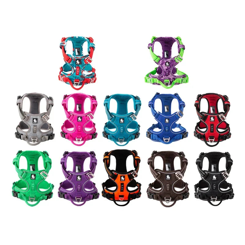 Dog Harness with Breathable Mesh Padding and reflective trim - Adjustable Lightweight Fit, Red, size XL