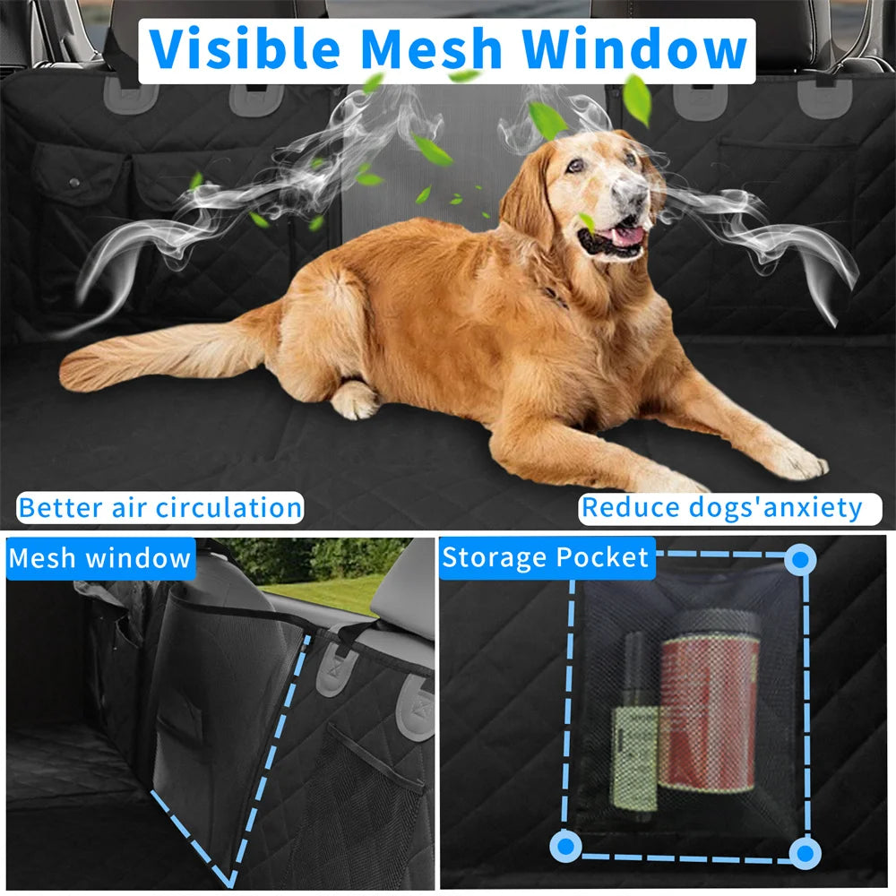 Waterproof Dog Back Seat Hammock Cover with Side Flaps and Storage Pocket (max 100kg)