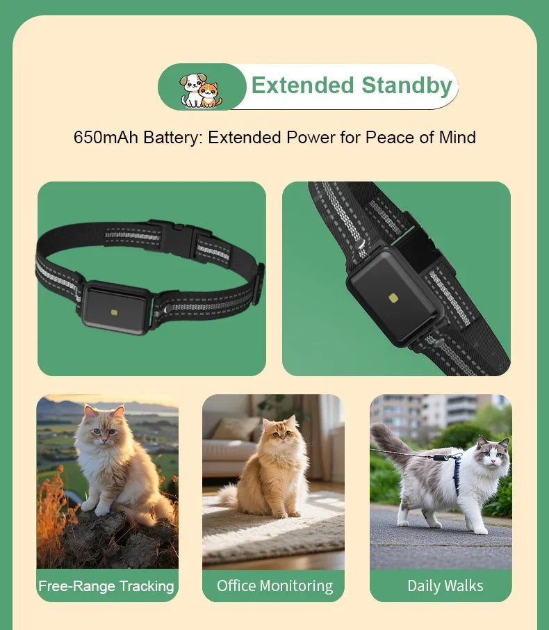 Smart 4G GPS Pet Tracker Collar with Voice Call and Geo Fence. Waterproof, Rechargeable