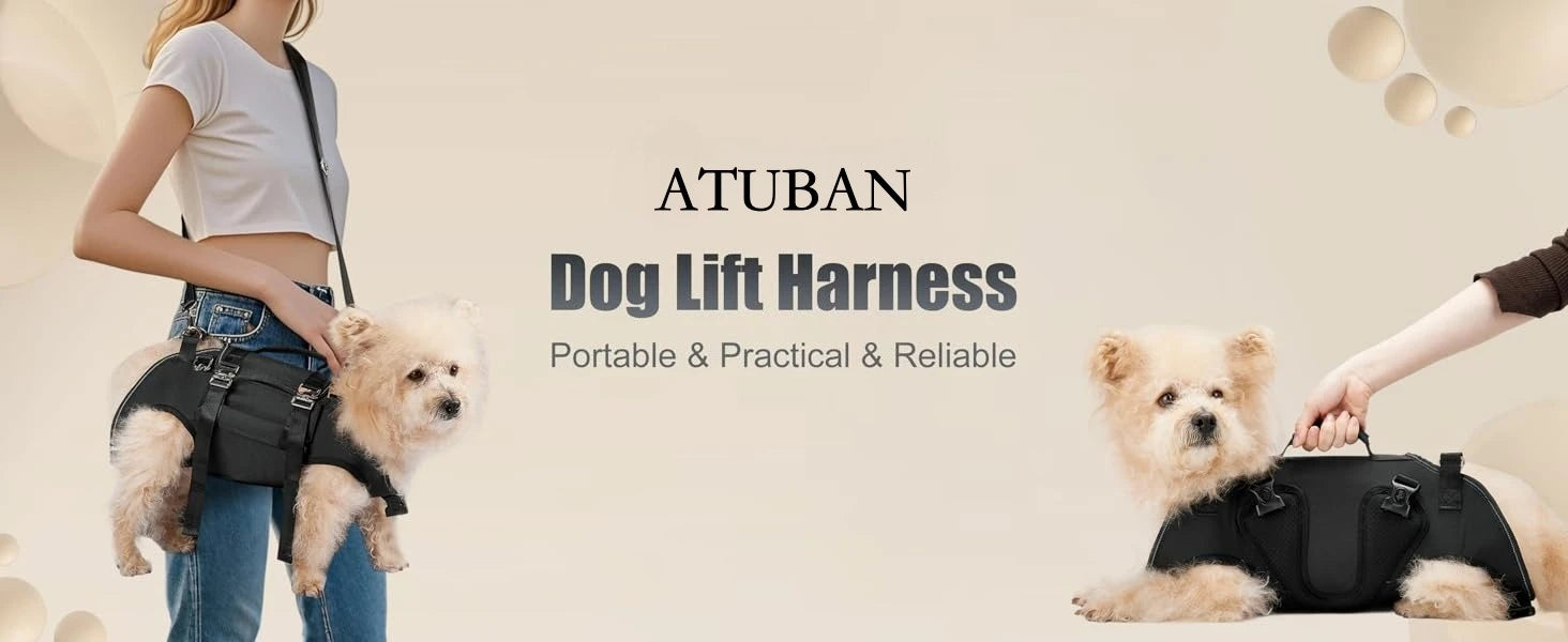 Dog Sling Carrier Lift Harness with Reinforced Handles and Adjustable Fit for Small to Medium Dogs - Black, Size M (3.6-7kg)
