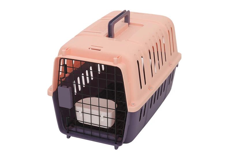 Portable Pet Travel Carrier. Lightweight Hard Plastic Crate for Small Cats and Dogs Sliding Door (45.5x31.5x30.5cm)