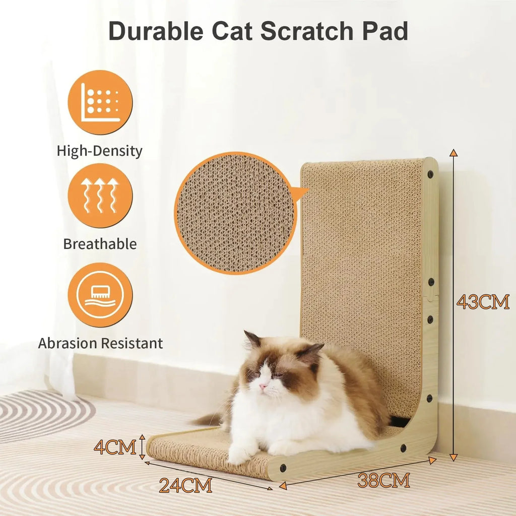 L-Shaped Cat Scratcher Board with Furniture Protection Design - Small