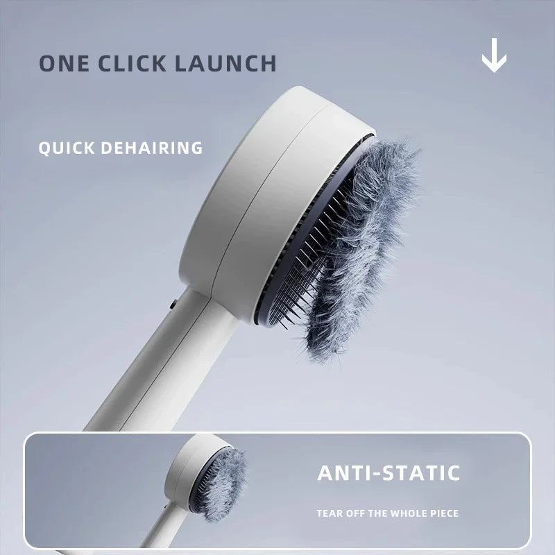 2 in 1 Spray Slicker Brush for Cats with Anti Static Mist and Deshedding Function - White