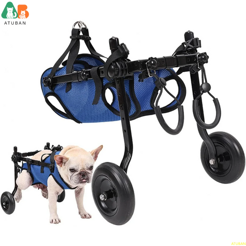Adjustable Pet Wheelchair Cart for Dogs and Cats Lightweight Aluminum Frame Hind Leg Support, Size M (see sizing chart)