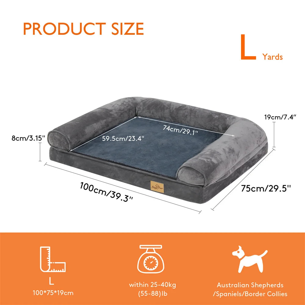 Orthopedic Memory Foam Dog Bed Sofa with Removable Waterproof Cover - M 80x60x18 cm